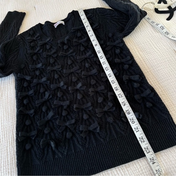RED Valentino Black Wool Cable Knit Bow Bauble Pullover Sweater - Picture 7 of 8